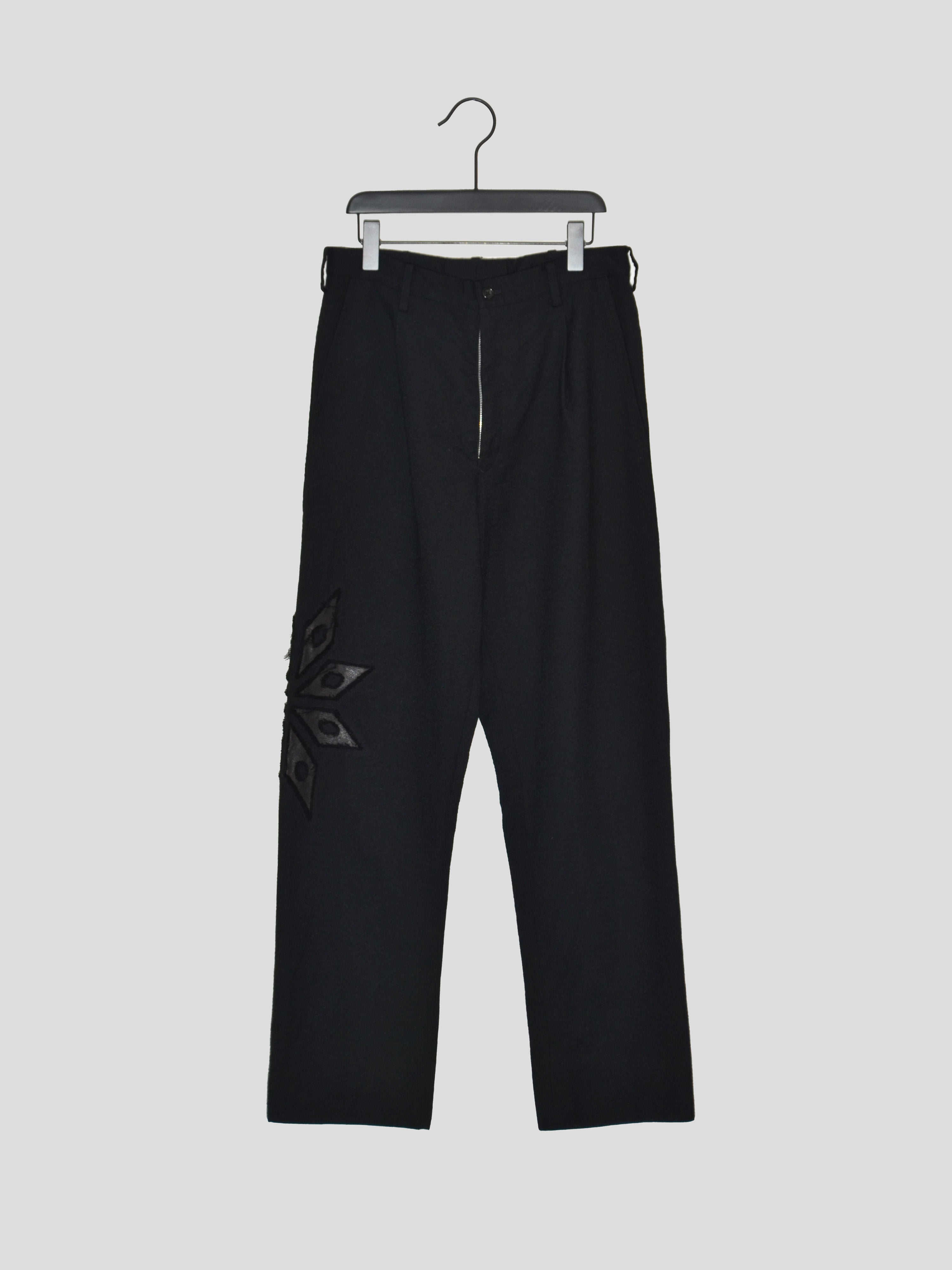 AW03 Leather Patch Wool Trousers